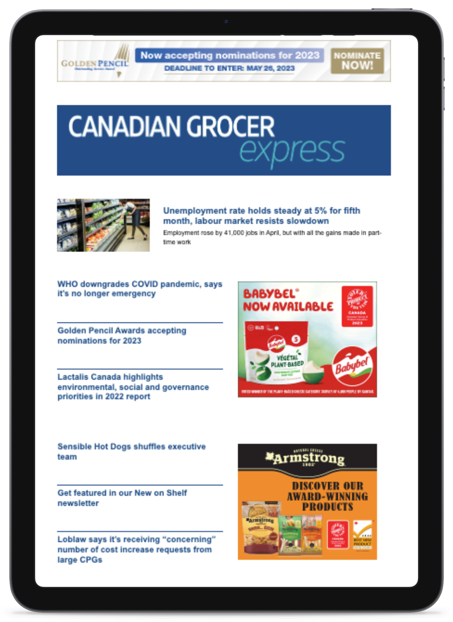 iPad Canadian Grocer Trend Watch Content